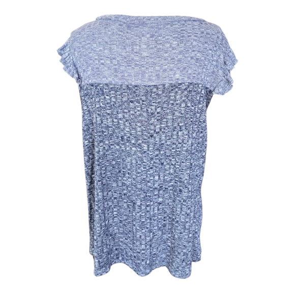 Sugarfox Blue Floral Sheer Long Sleeve Knit Top XL - Picture 6 of 7